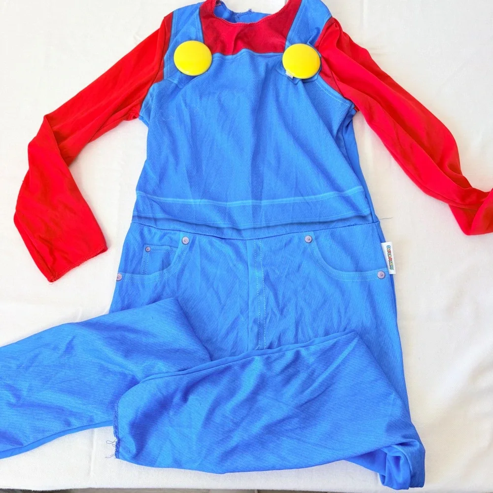 Kids Mario Bros Costume Jumpsuit Overalls Red Long Sleeve Cartoon age 3 / 4